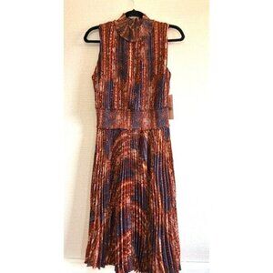 NWT Nanette Lepore Snake Print Pleated Flair Multicolor Dress Size 10
